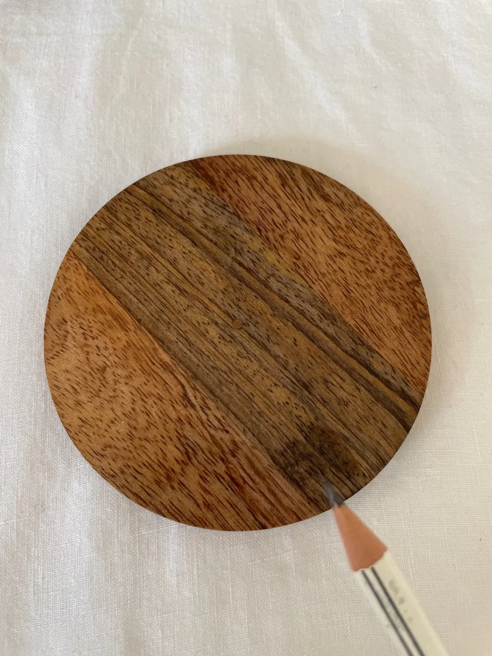 4 Natural Wood Coasters in Silver Color Container Minimalist Wabi Sabi
